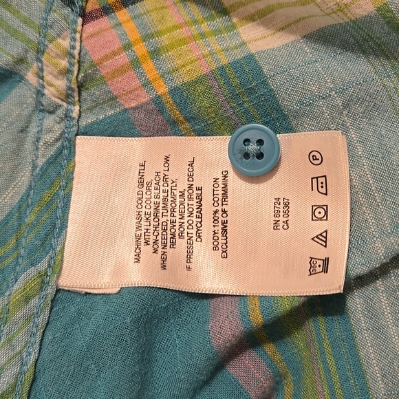 Columbia green and yellow plaid cotton button-down shirt Sz XL - Picture 10 of 10